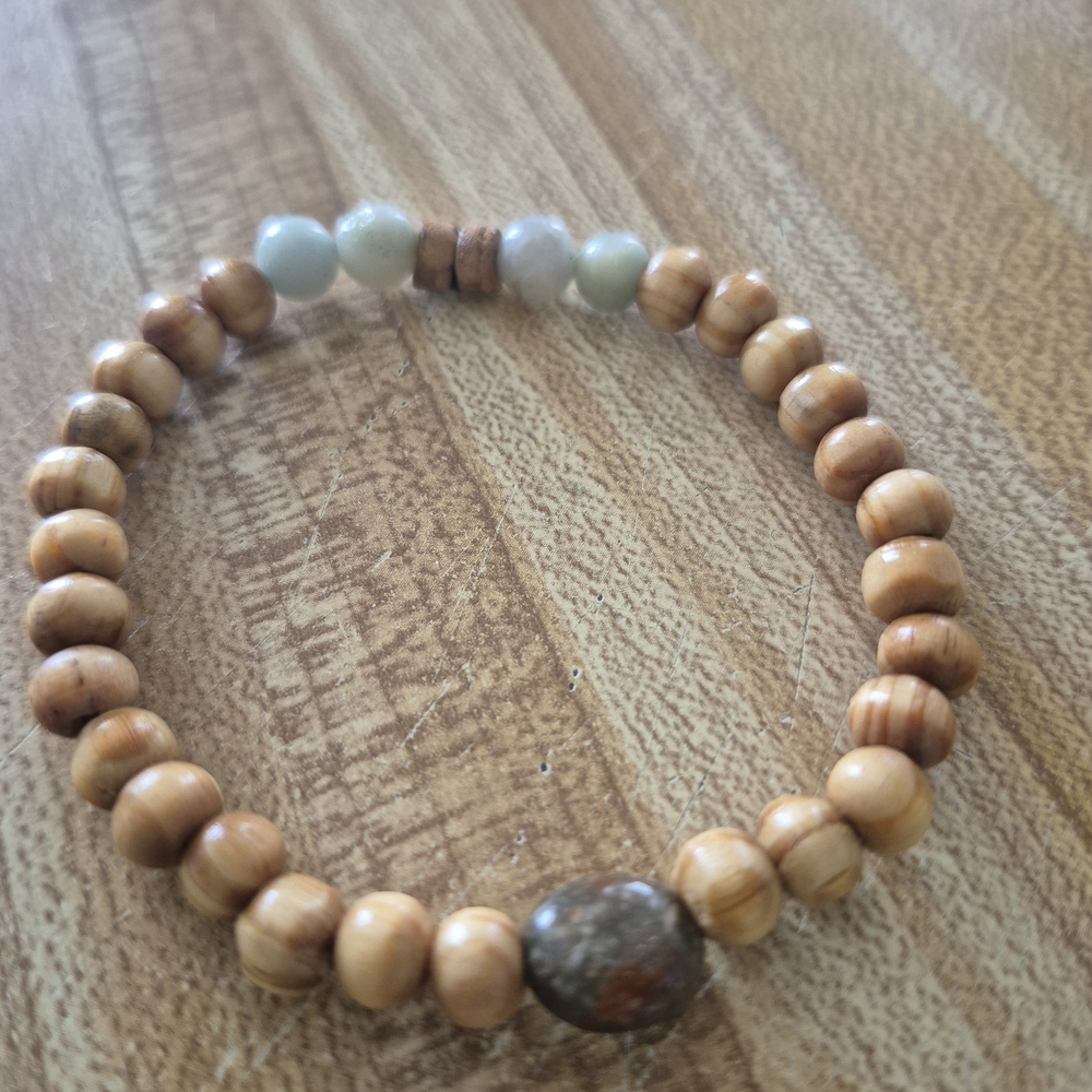 Handmade Set Of Natural Anicent Amazonite Stones and Tibetan Braclet! - Picture 5 of 11